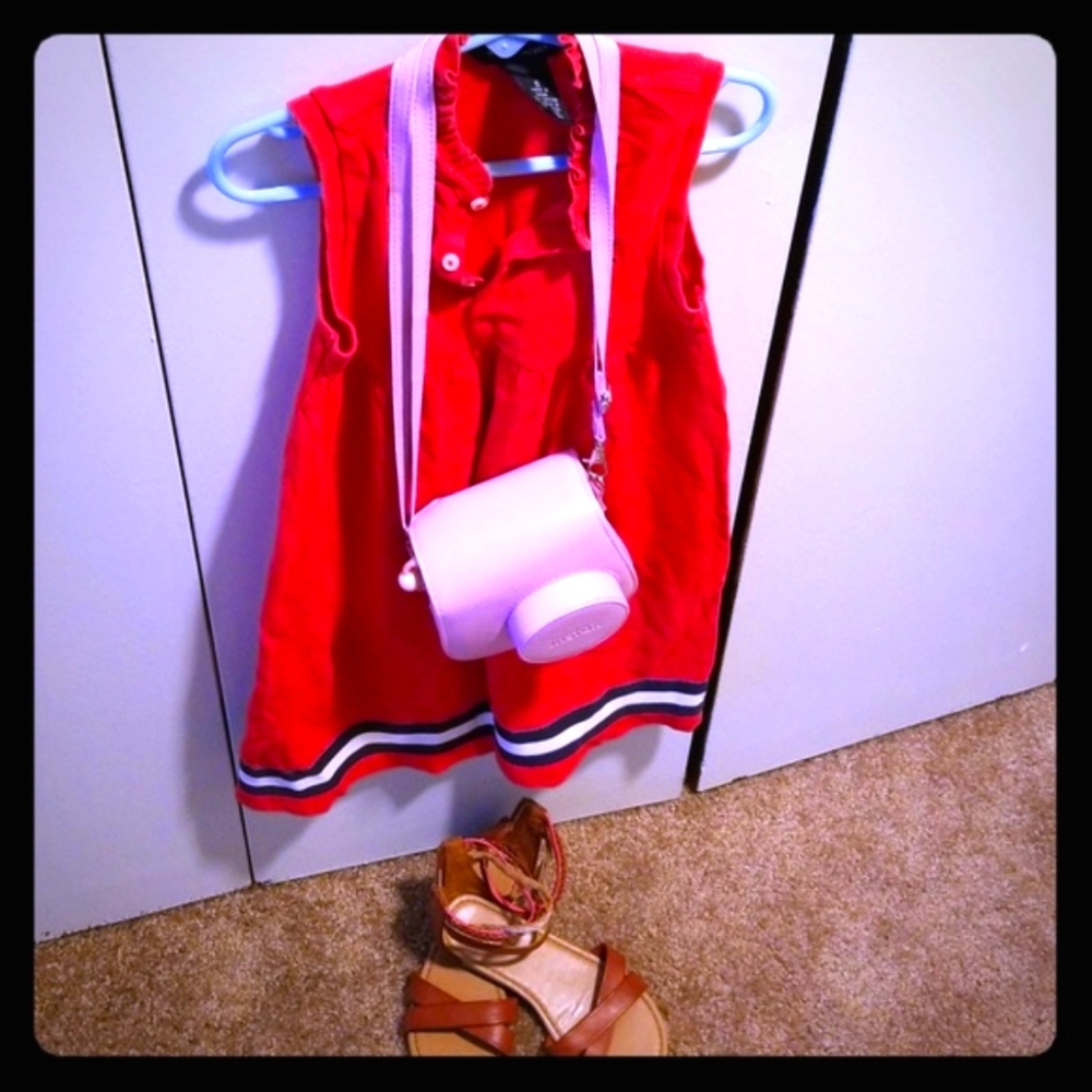 Girls Ralph Lauren sleeveless red summer dress.